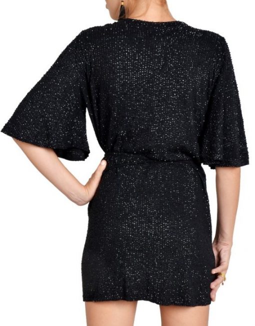 Livisa Wrap Kimono Dress in Black