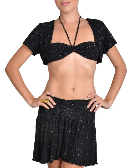 Black Sequin Bandeau Top